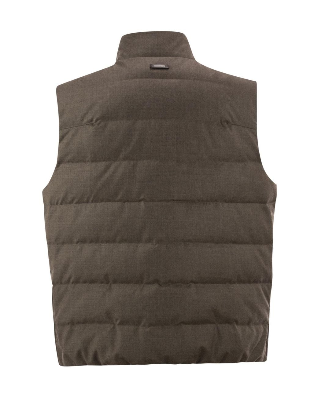 Peserico Brown Quilted High-Neck Gilet for men