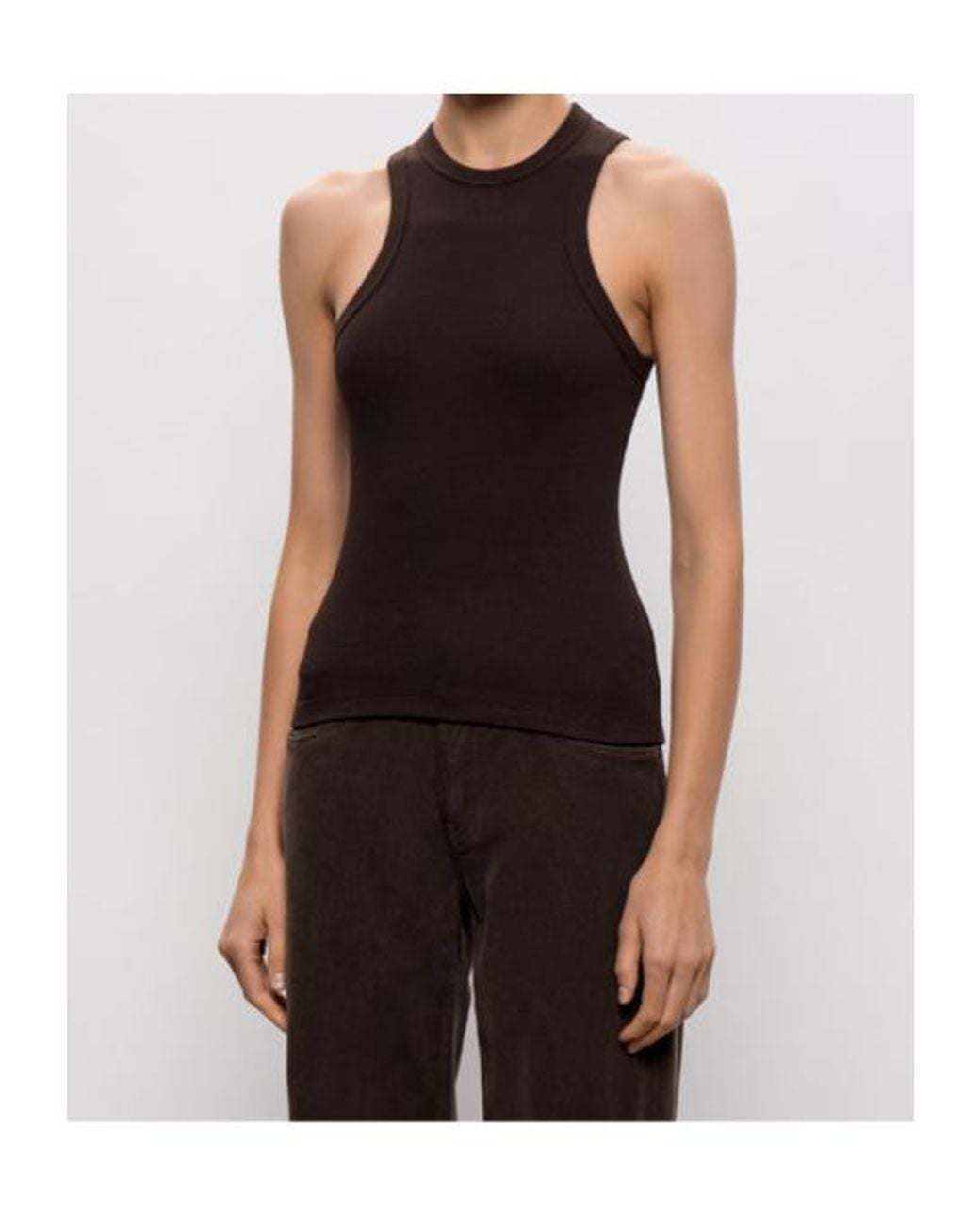 Dondup Brown Fine-Ribbed Stretch Tank Top