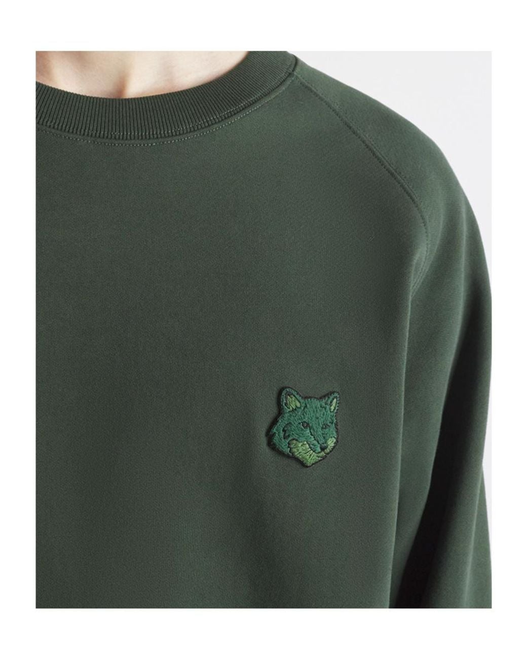 Maison Kitsuné Green Maison Kitsuné Bold Fox Head Patch Oversized Sweatshirt for men