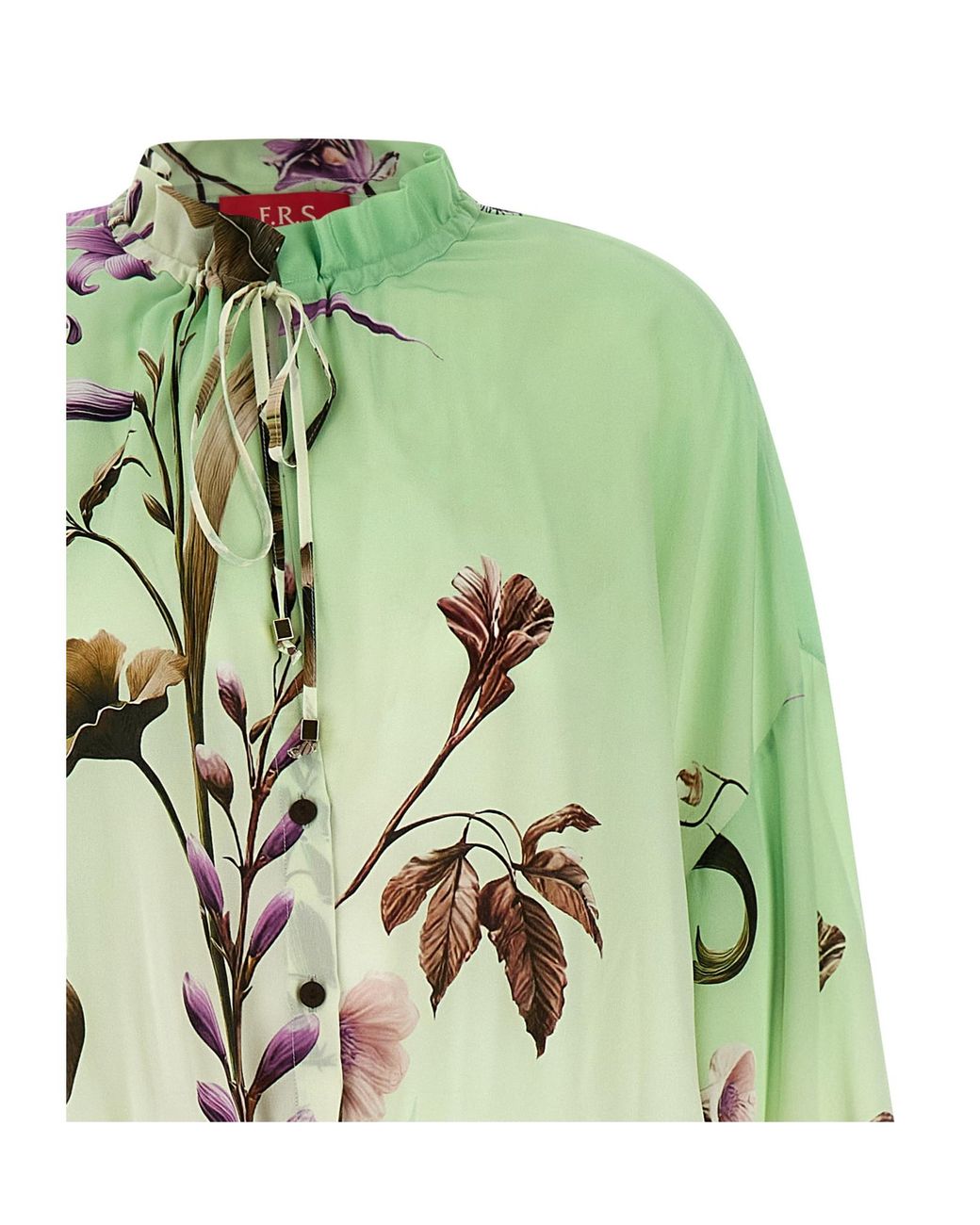 F.R.S For Restless Sleepers Green F.R. For Restless Sleepers Floral Print Drawstring Long Dress