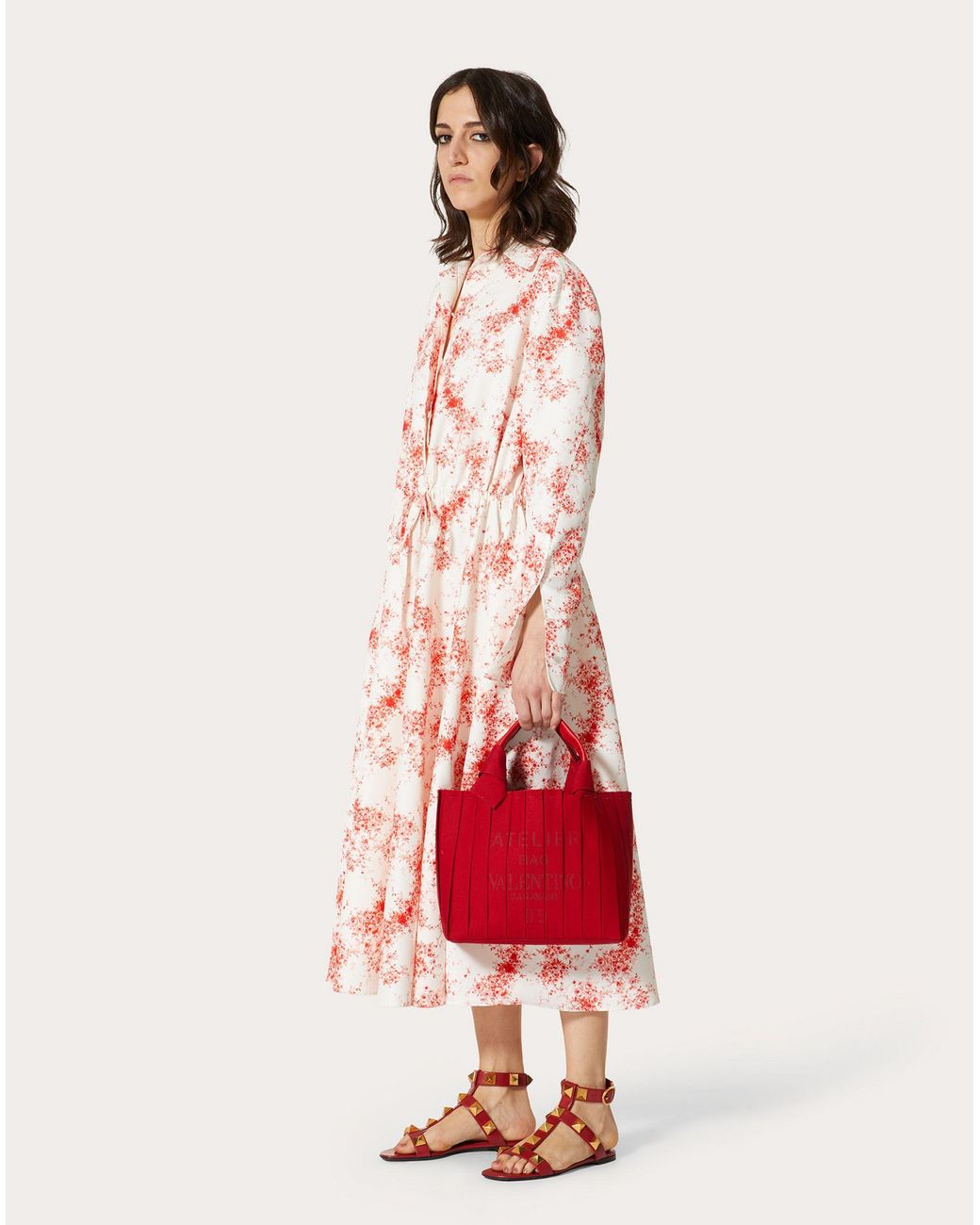 Valentino Pink Rose-Print Shirt Dress