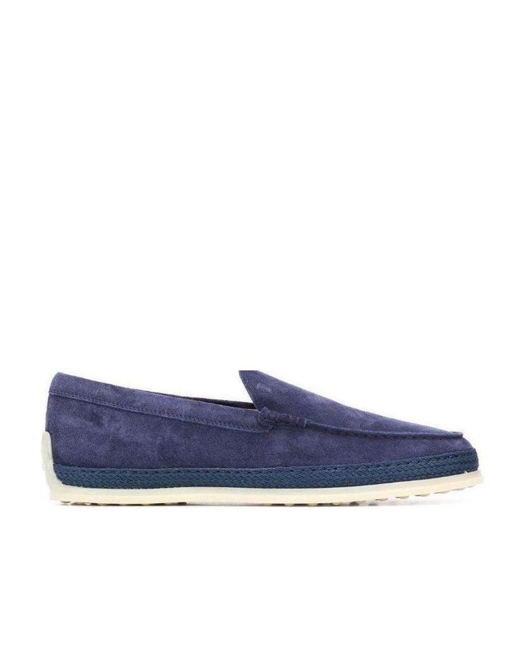 Tod's Blue Round Toe Slip On Loafers for men