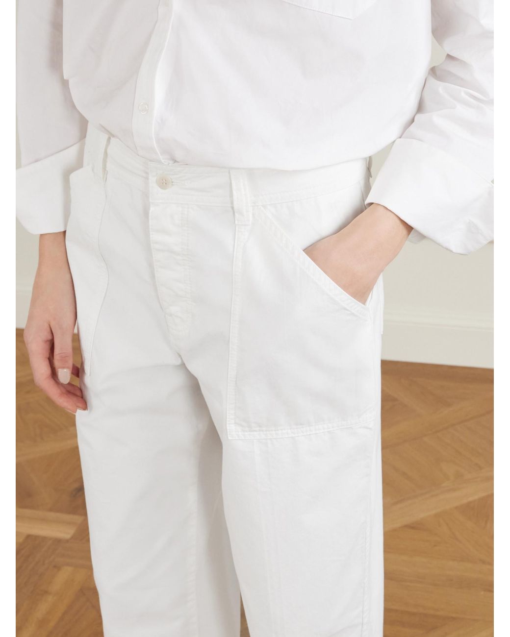 Matteau White Cotton Straight-Leg Pants