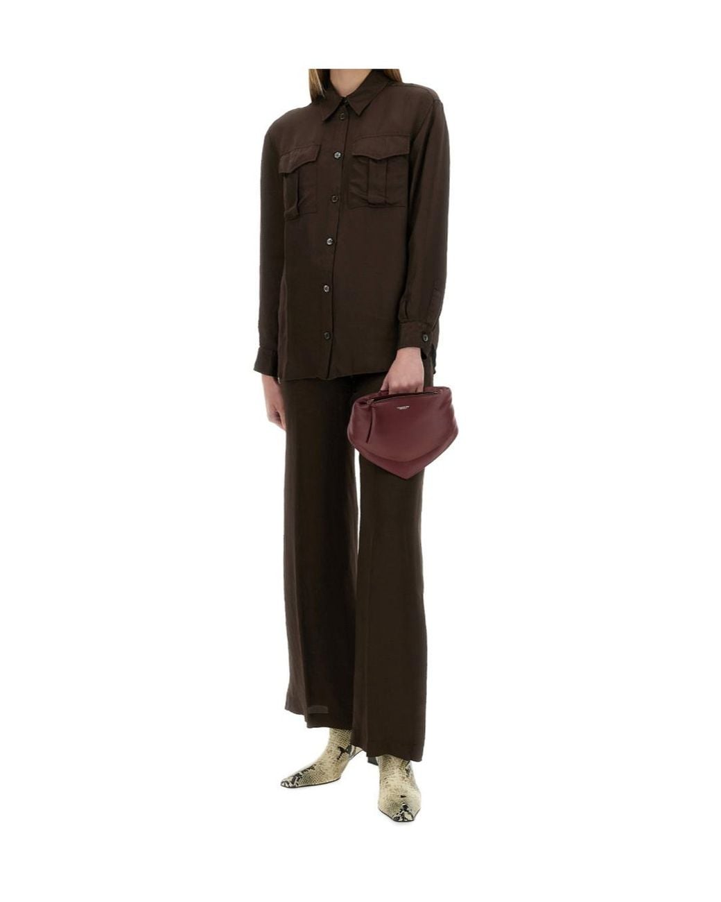 Aspesi Brown Elasticated Waistband Straight Trousers