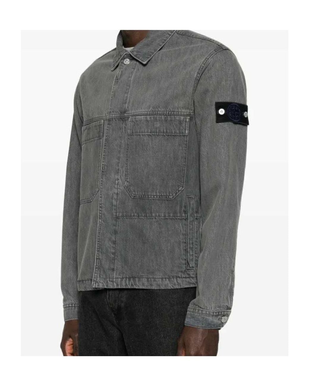 Stone Island Gray Long-Sleeve Casual Jacket for men