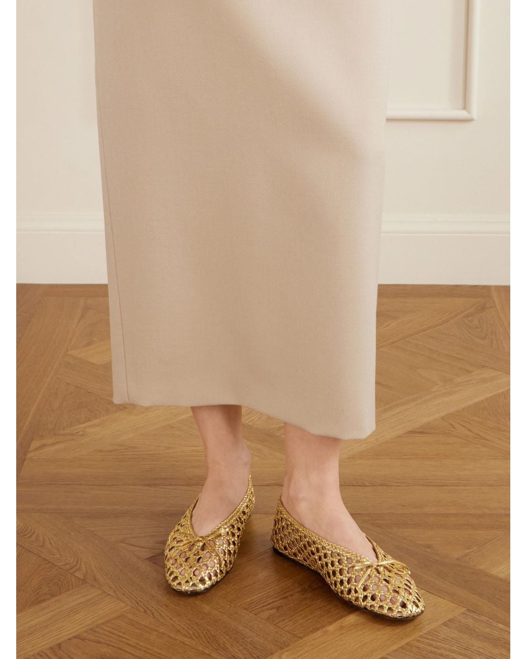 Le Monde Beryl Natural Woven Leather Ballet Flats