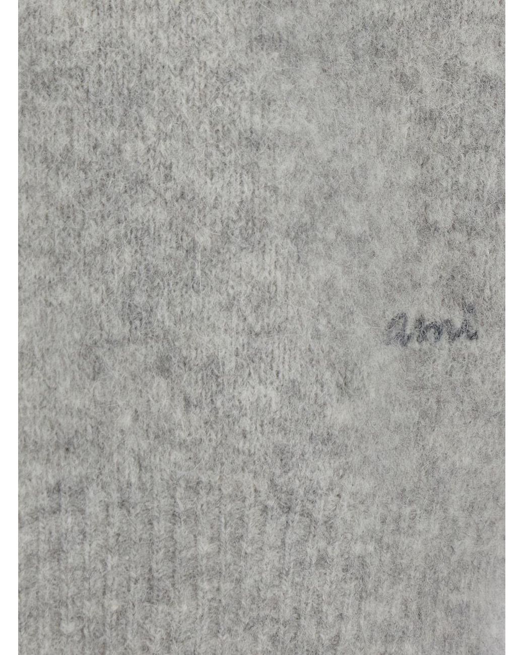 AMI Gray Embroidered Logo Alpaca Sweater for men
