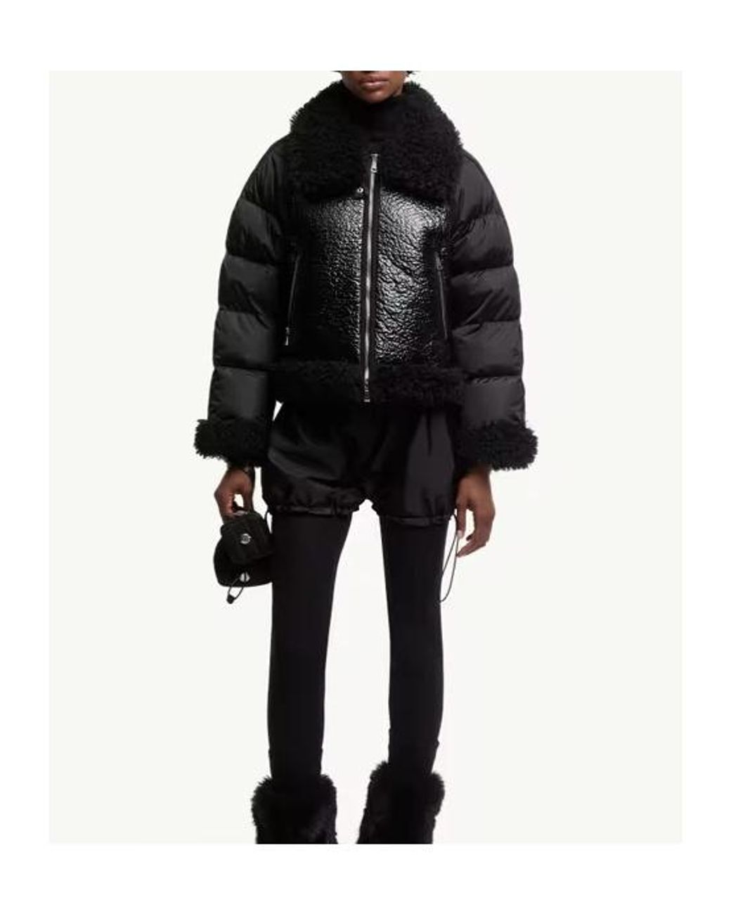 Moncler Black Rubrouk Teddy-Trimmed Short Down Jacket