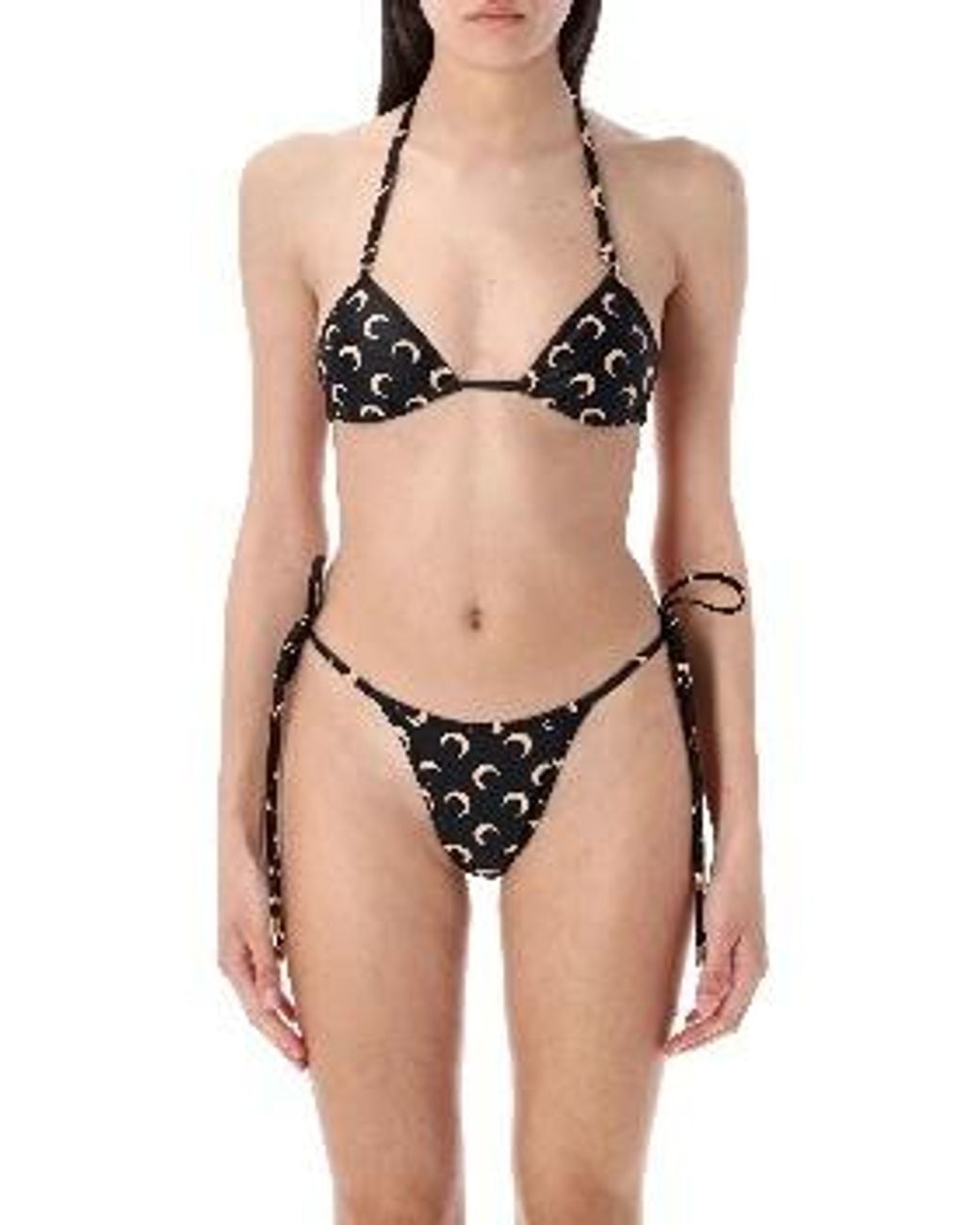 MARINE SERRE White Moon-Print Triangle Bikini