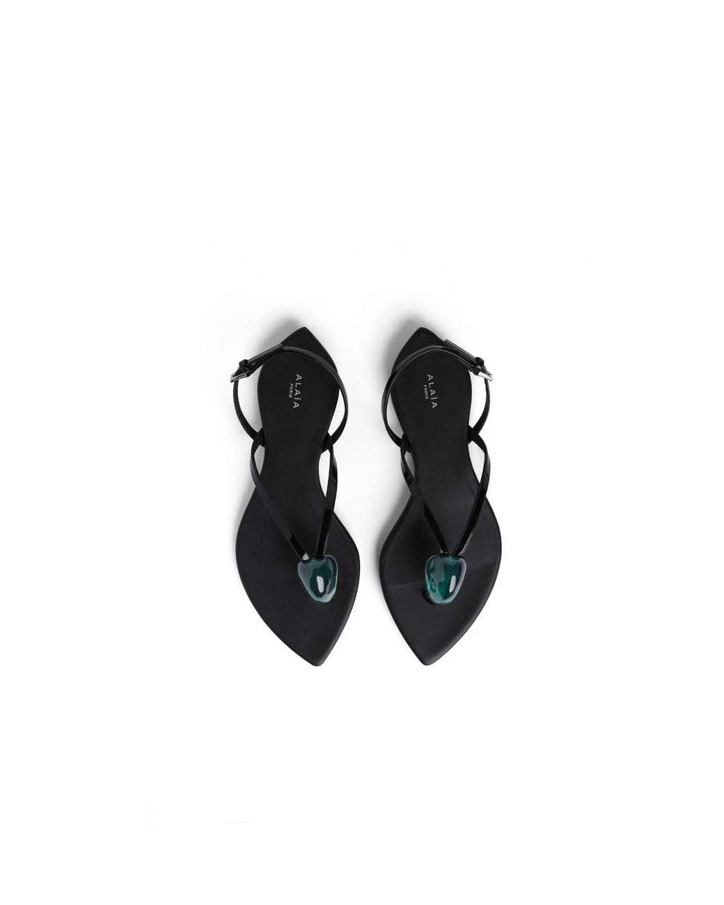 Alaïa Black Leather Invisible Jewel Sandals