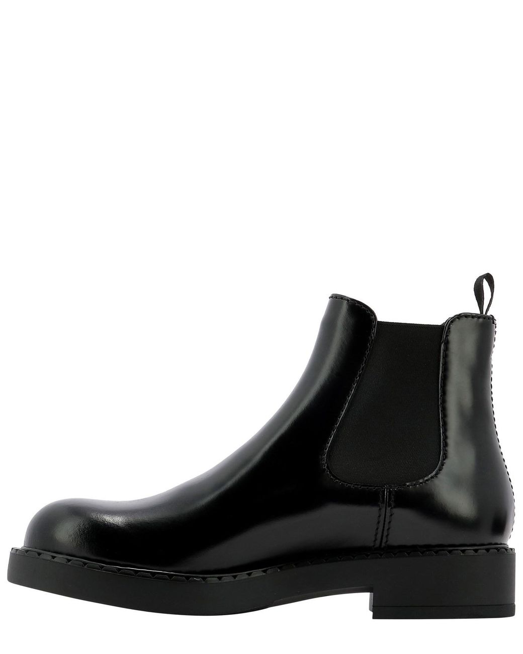 Prada Black Brushed Leather Chelsea Boots for men