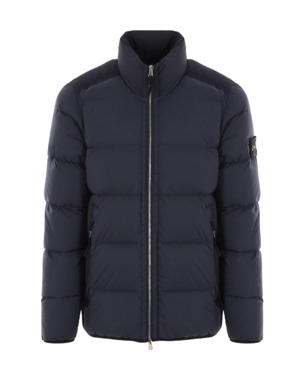 Stone Island Blue Compass-Patch Padded Down Jacket for men