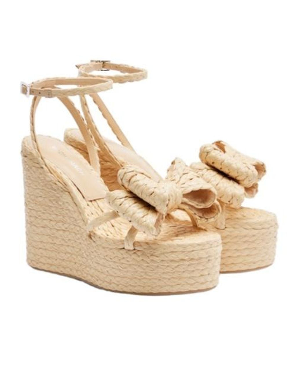 Mach & Mach Metallic Le Cadeau Raffia Espadrille Wedges