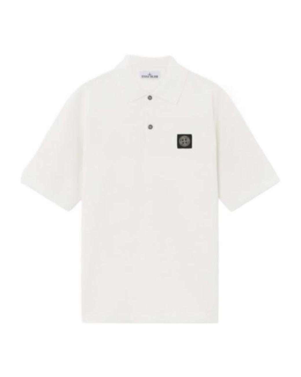Stone Island White Loose-Fit Short-Sleeve Polo Shirt for men
