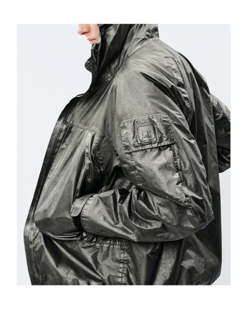 C P Company Green Metropolis Series Nano Titanium Re-Colour Hooded Jacket for men