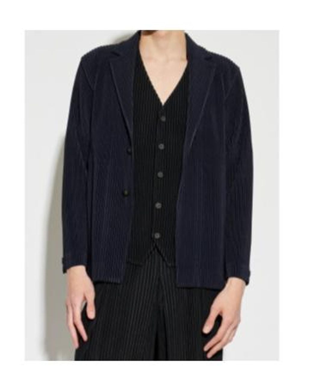 Homme Plissé Issey Miyake Blue Plissé-Effect Notched-Lapel Blazer for men