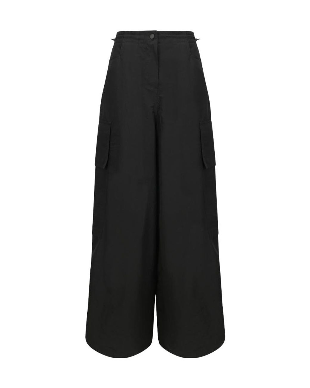 Palm Angels Black Drawstring Hem Wide Leg Trousers