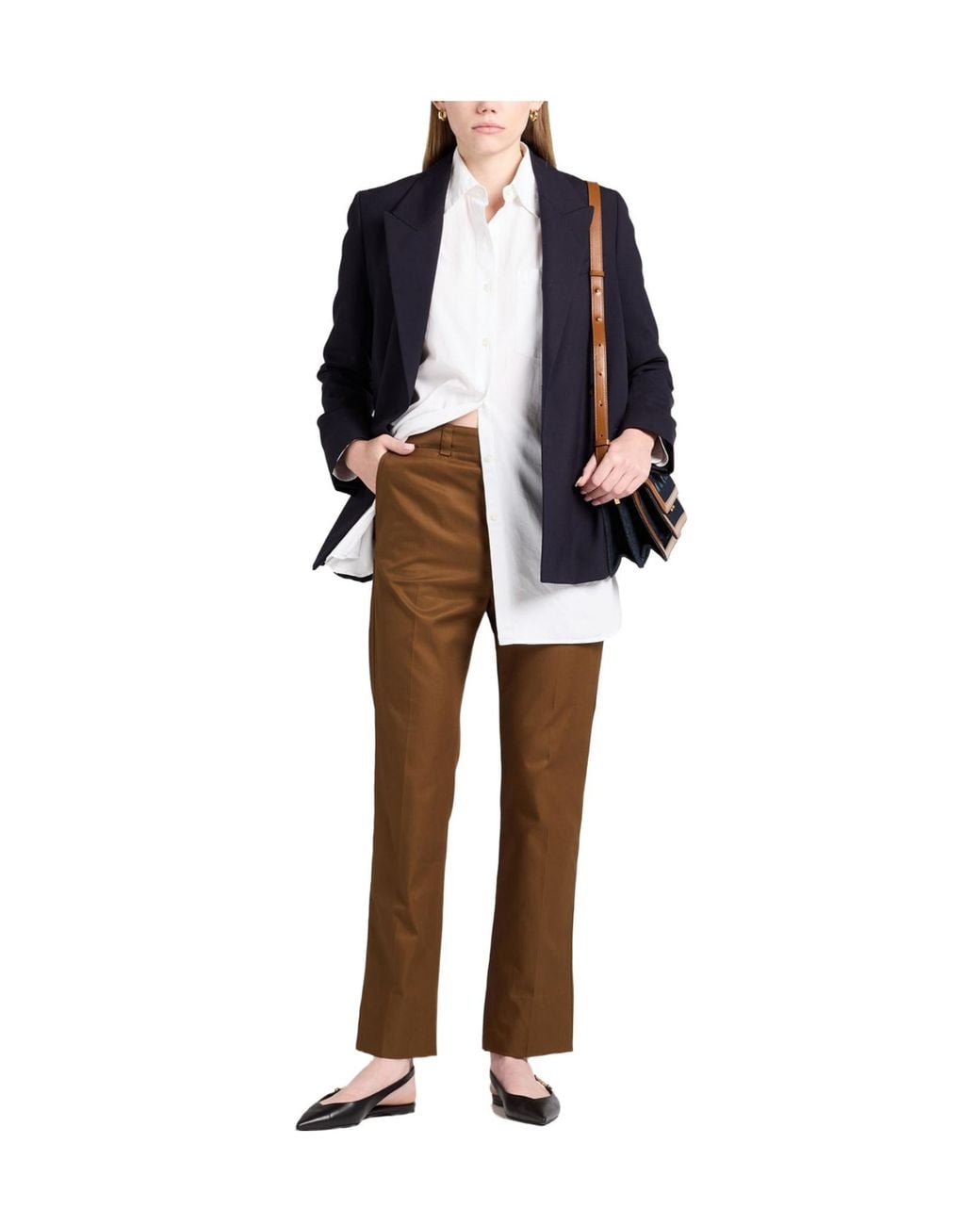 Saint Laurent Brown Solidcolor Straightleg Trousers