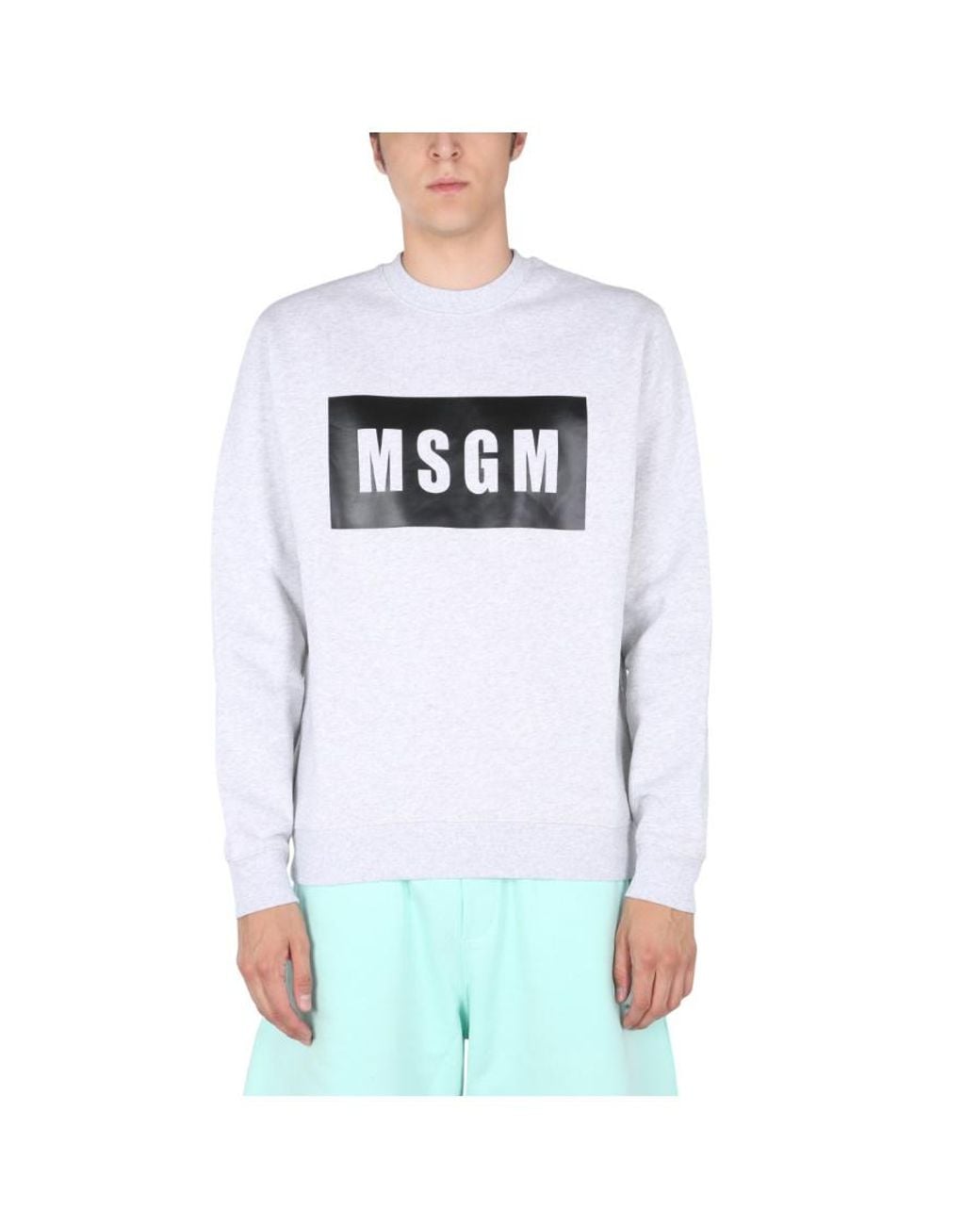MSGM White Logo-Print Cotton Sweatshirt for men