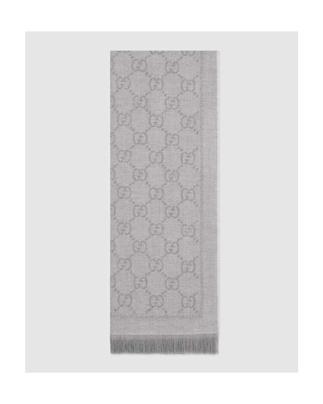 Gucci White Gg Supreme Jacquard Scarf