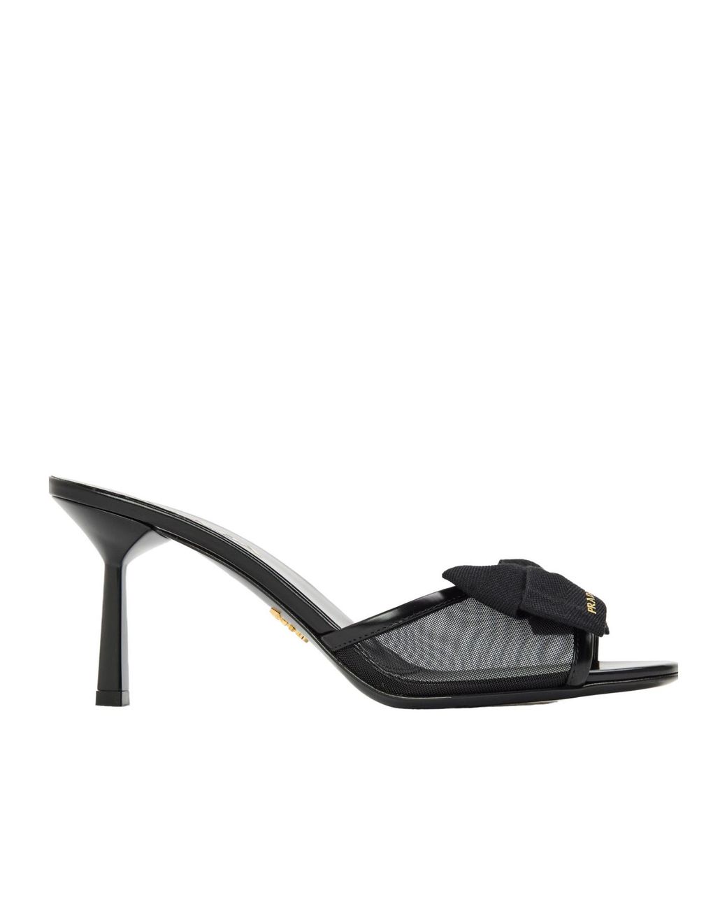 Prada Black Mule Heeled Sandals