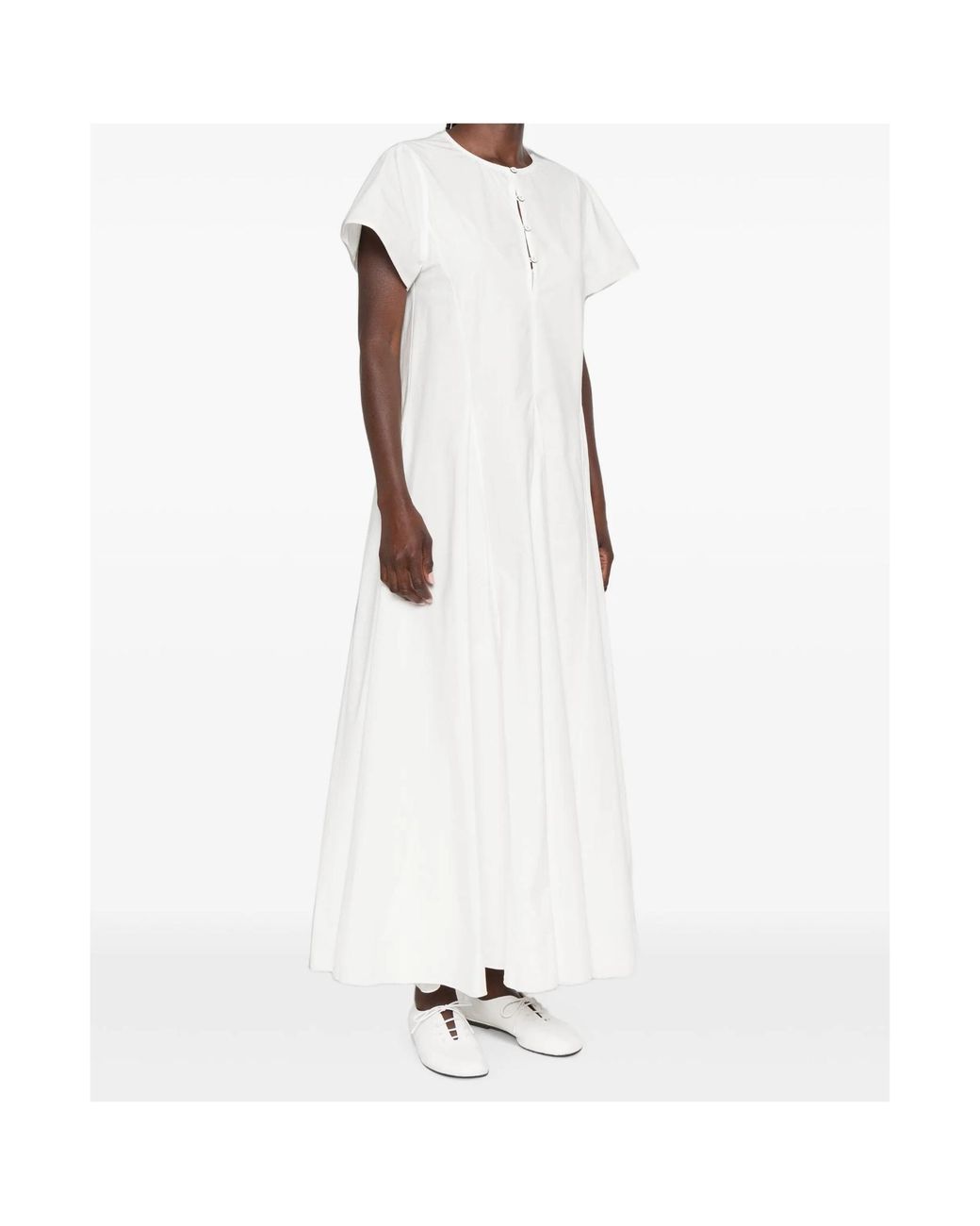 Forte_forte White Button-Up Flared Maxi Dress