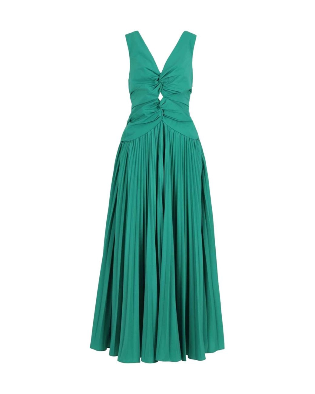 Jonathan Simkhai Green Vivianne Cutout Pleated Maxi Dress