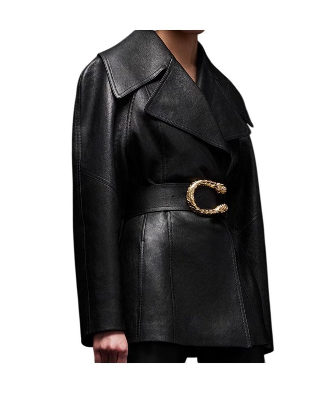 Gucci Black Collared Belted Trench Coat