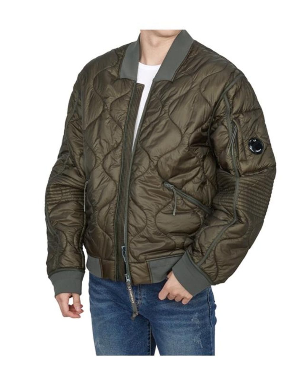 C P Company Green Liner Padded Bomber Jacket for men