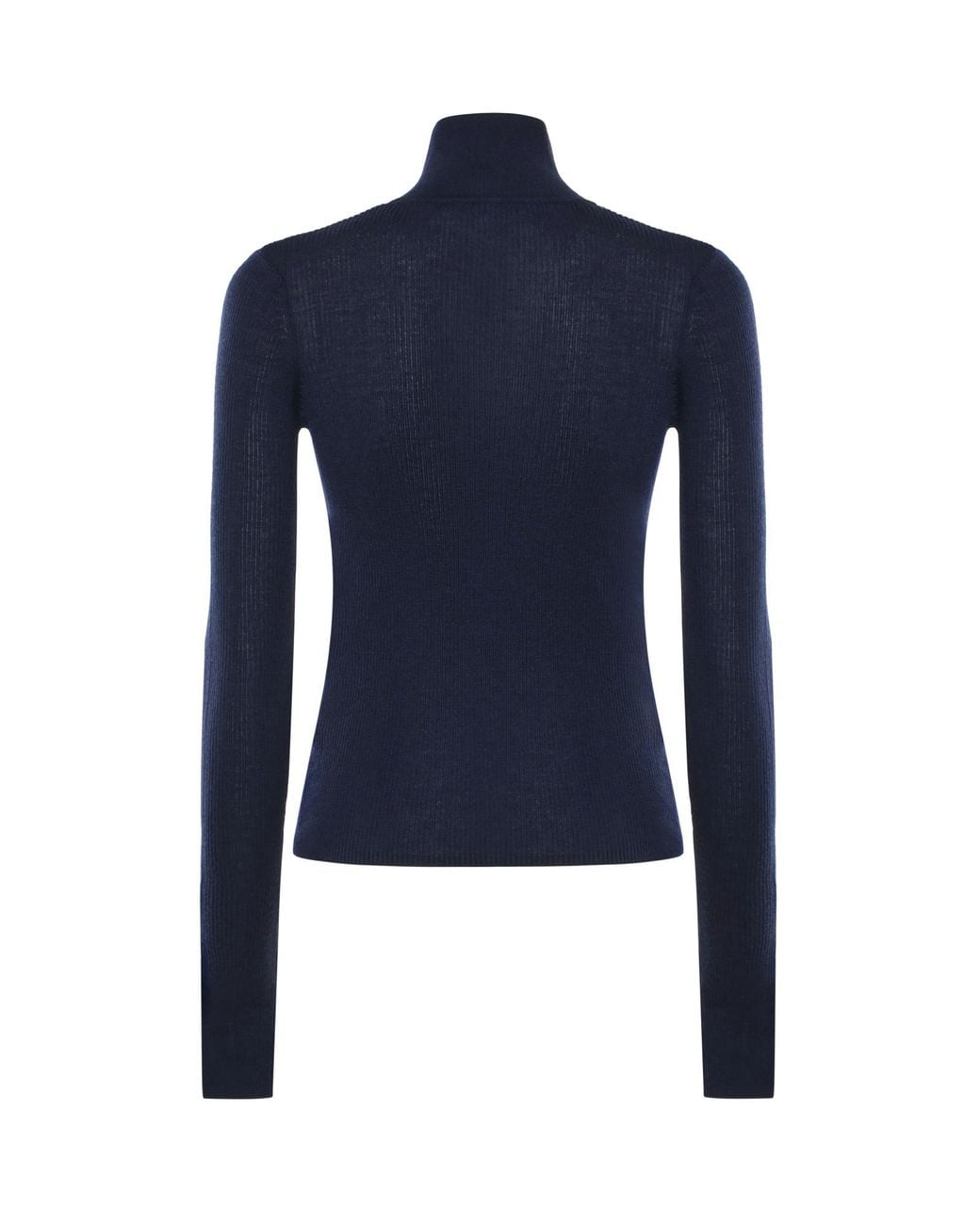 Frankie Shop Blue Ribbed Half-Zip Knitted Top