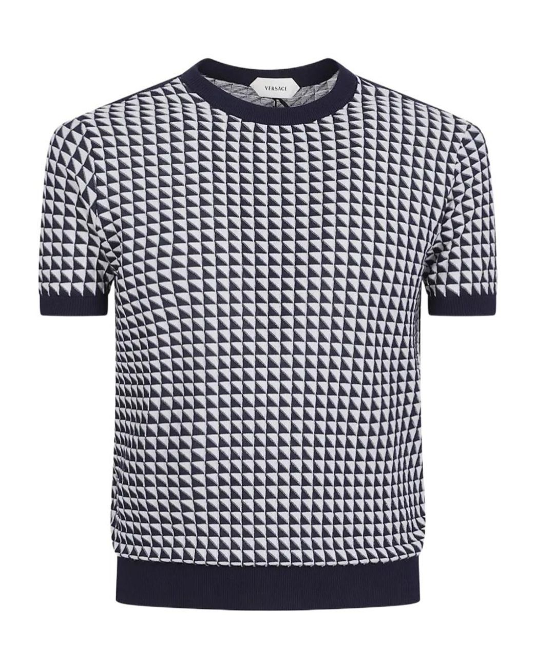 Versace Black Geometric-Pattern T-Shirt for men