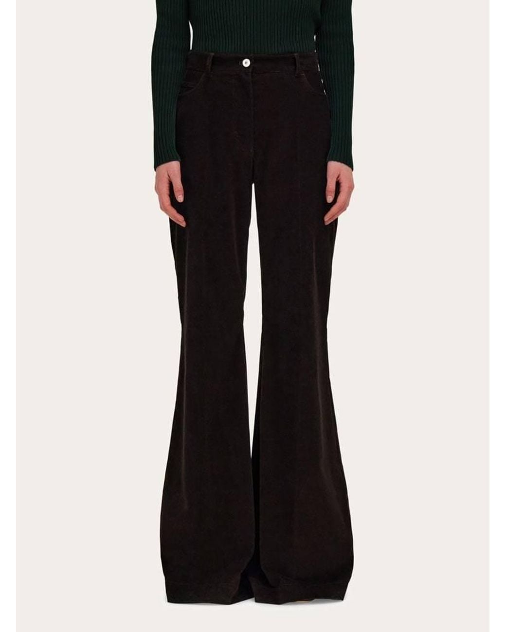 Ferragamo Black Ferragamo Flared Cords Trousers