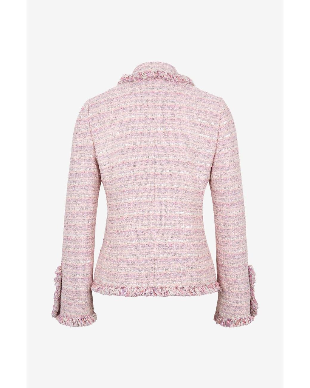 Giambattista Valli Pink Cinched-Waist Tweed Blazer