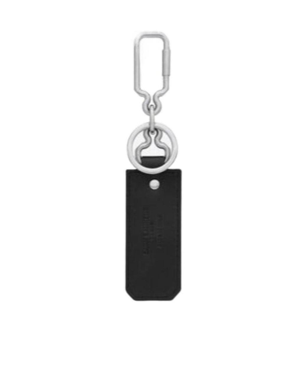 Saint Laurent White Cassandre-Plaque Leather Keyring for men