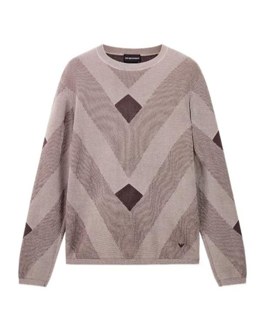 Emporio Armani Multicolor Diagonal Jacquard Pattern Sweater Signature Capsule for men