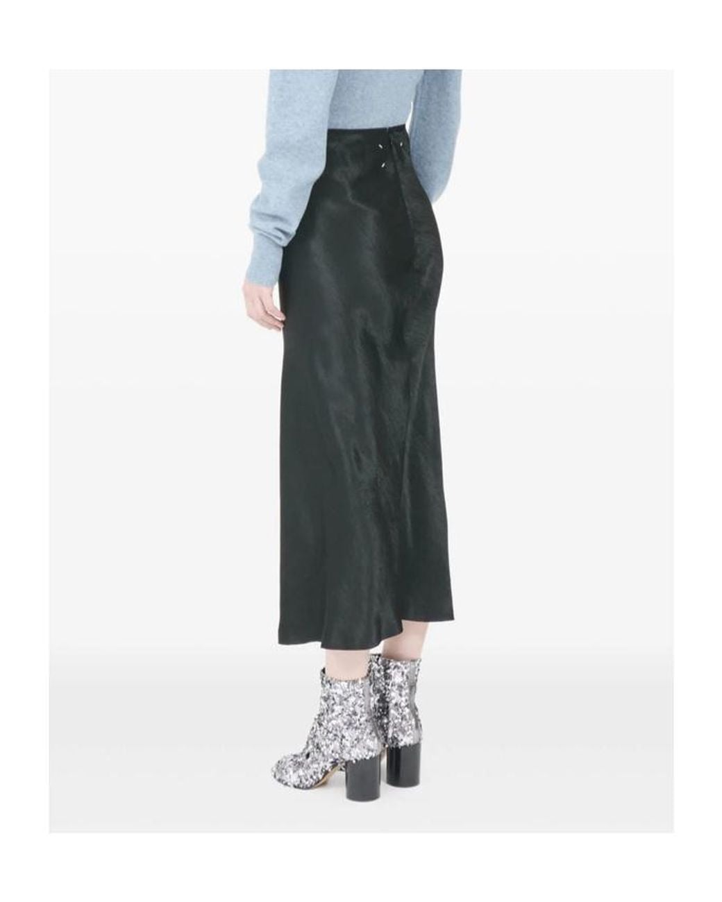 Maison Margiela Black Midi-Length Flared Hem Skirt