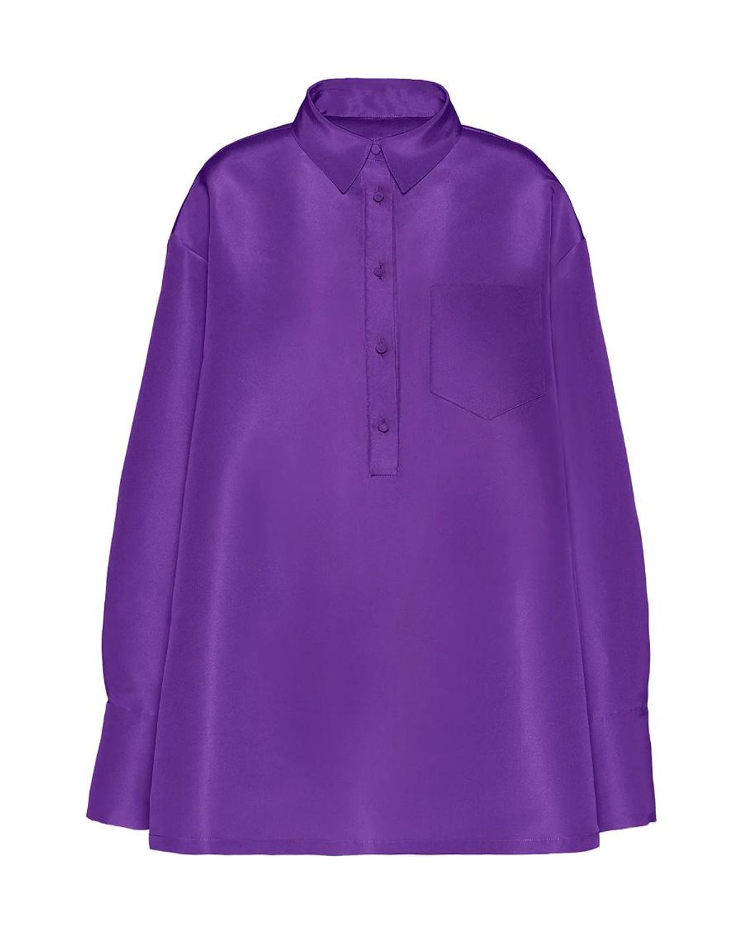 Valentino Purple Faille Buttoned Long-Sleeved Shirt Dress