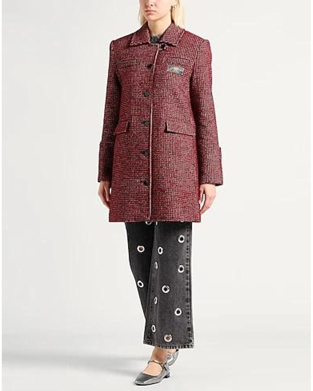 Ganni Red Wool Single-Breasted Coat