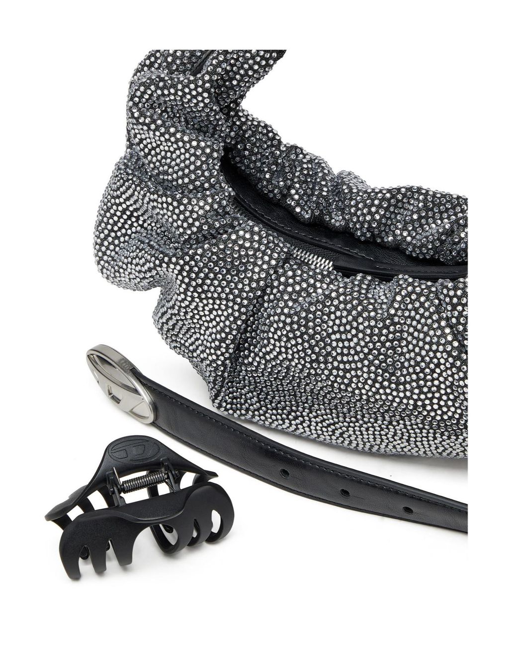 DIESEL Gray Grab-D S-Small Scrunched Hobo Bag