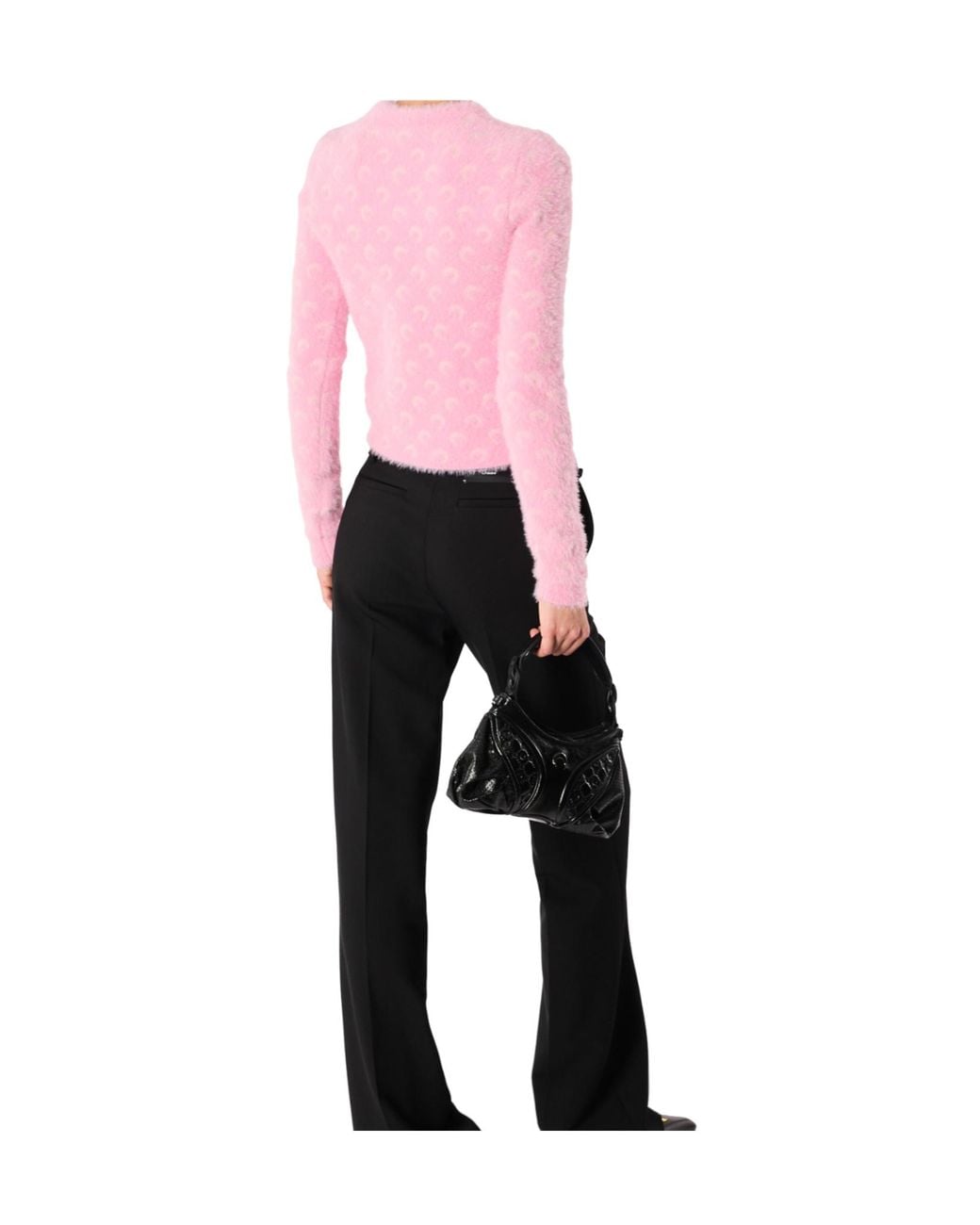 MARINE SERRE Pink Fluffy Moon Jacquard Knit Crewneck Sweater Fluffy Moon Jacquard Knit Crewneck Sweater Fluffy Moon Jacquard Knit Crewneck Sweate
