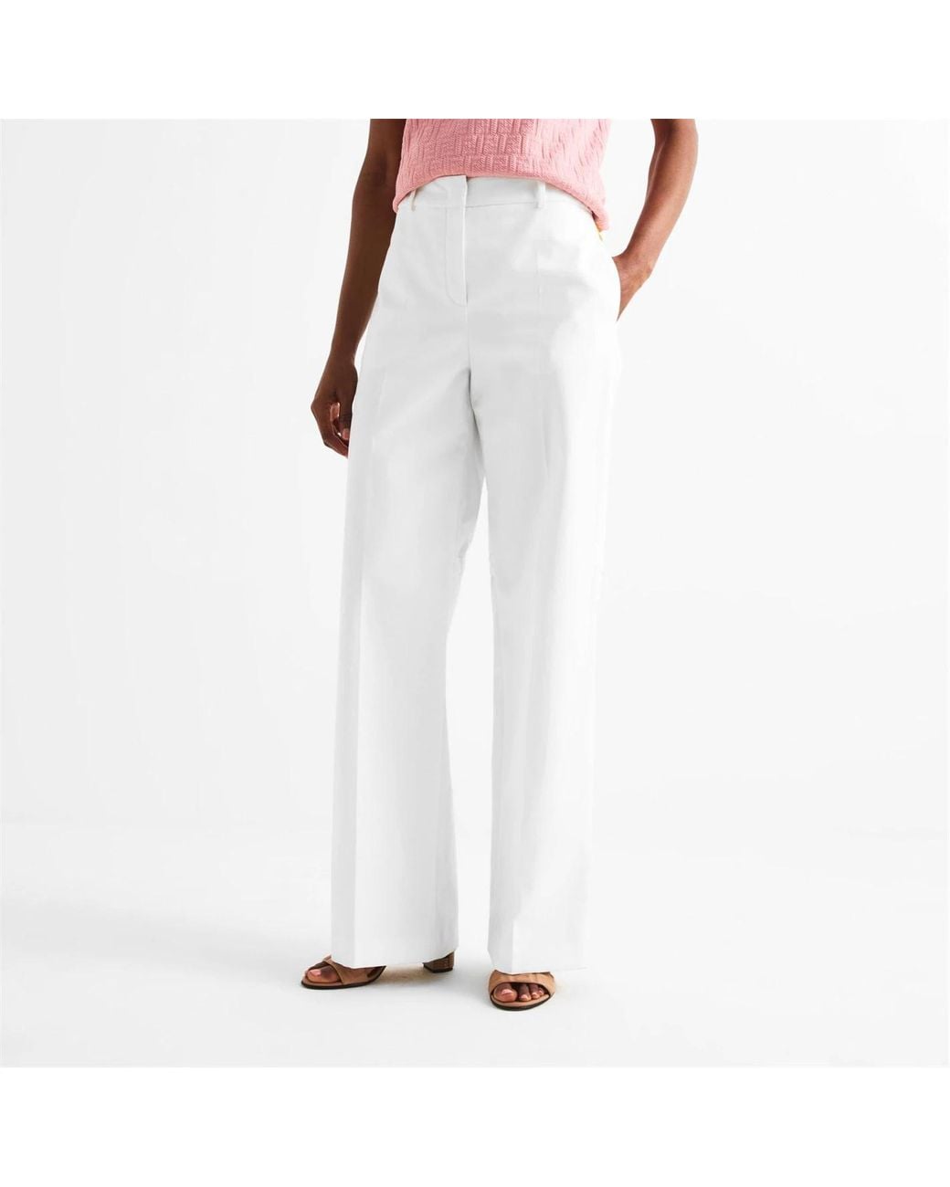 Fendi White Straight Casual Pants
