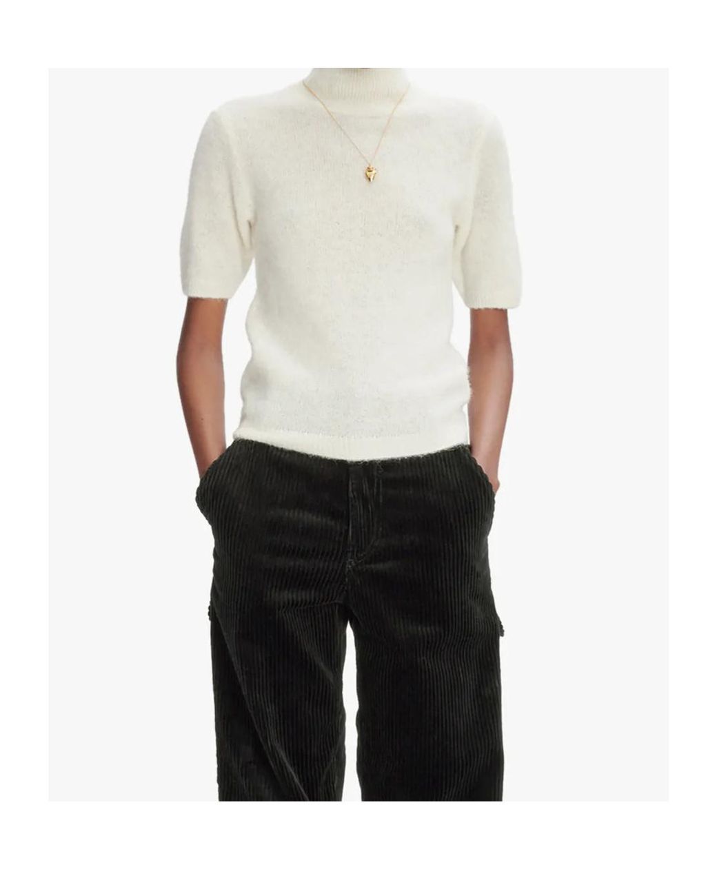 A.P.C. White High-Neck Short-Sleeved Jumper