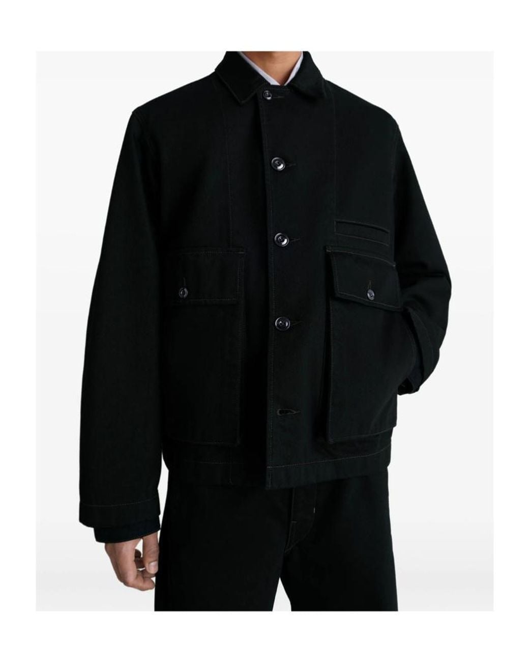 Lemaire Black Boxy Single Breasted Denim Jacket for men