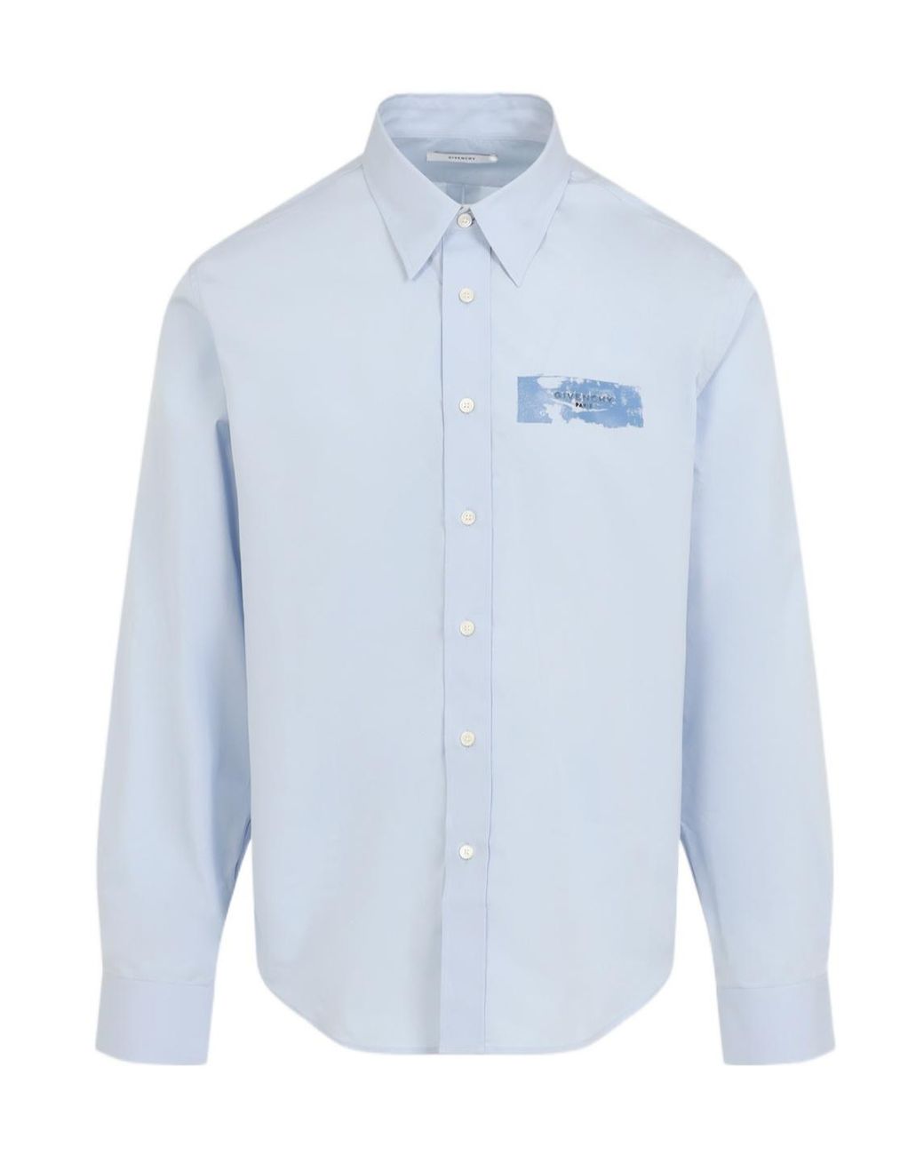 Givenchy Blue Logo Detailed Long-Sleeved Shirt for men