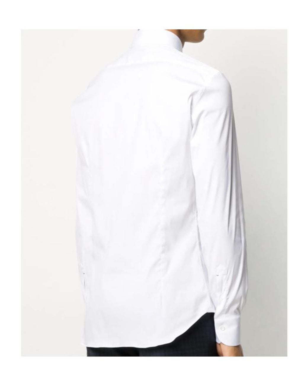 Mazzarelli White Lapel Long Sleeve Shirt for men