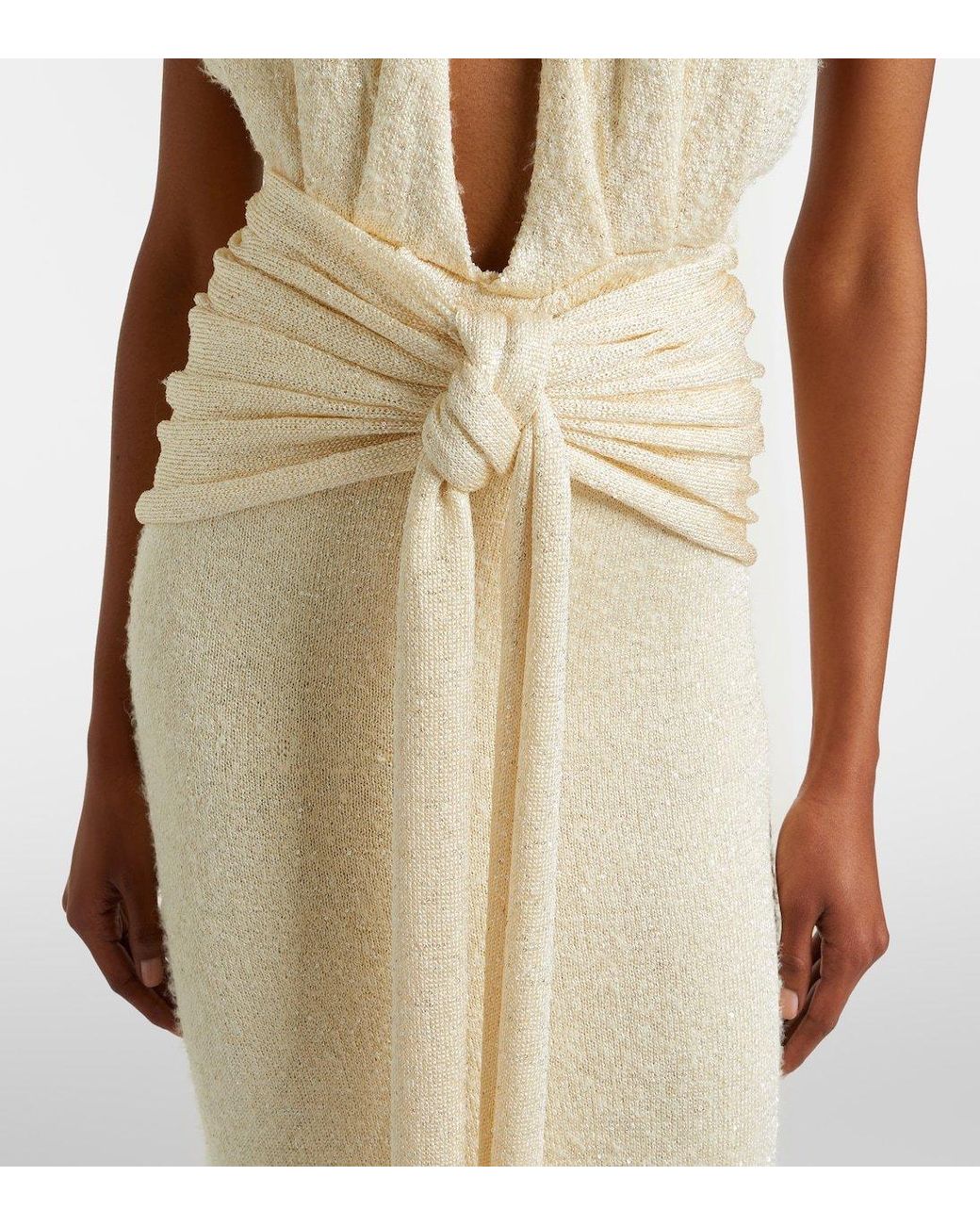 AYA MUSE White Sereia Sequined Halterneck Gown