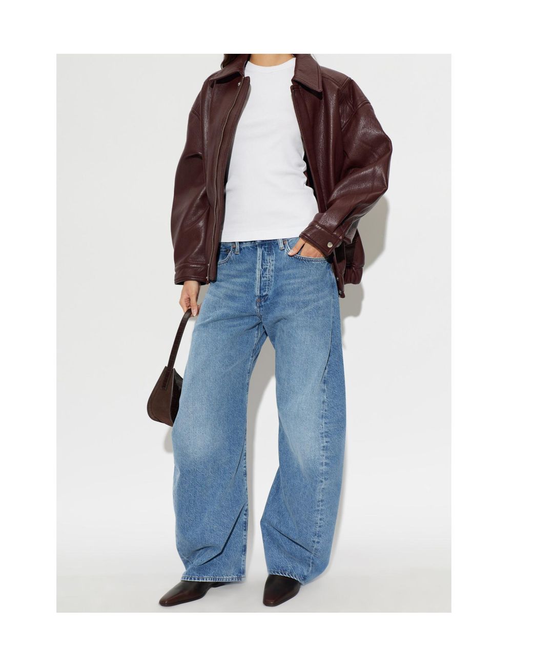 Agolde Purple Collared Bomber Jacket