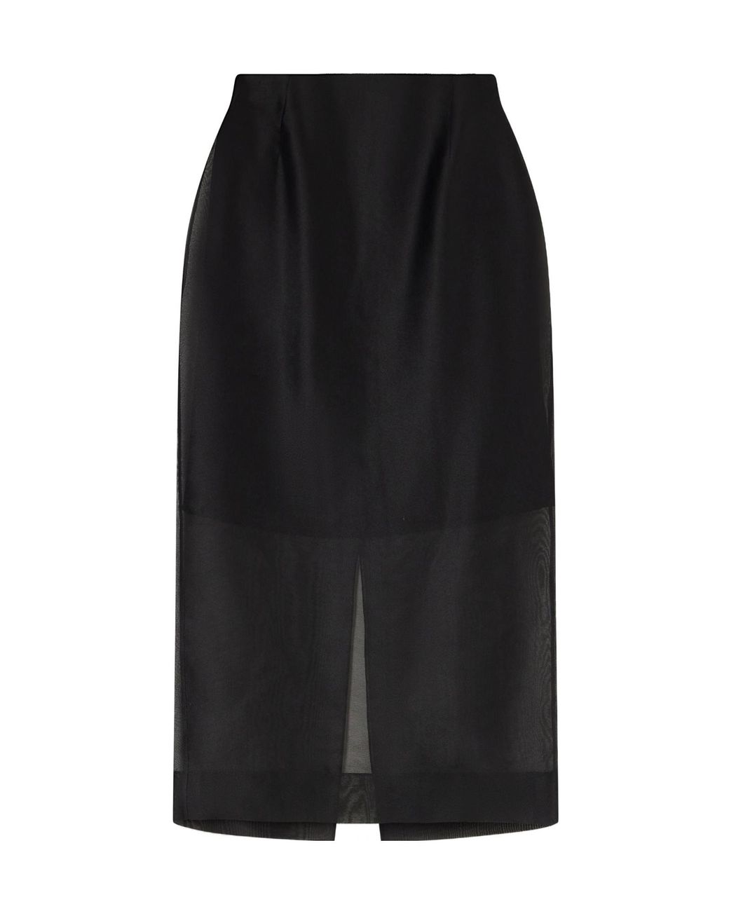 Carolina Herrera Black Silk-Organza Midi Skirt