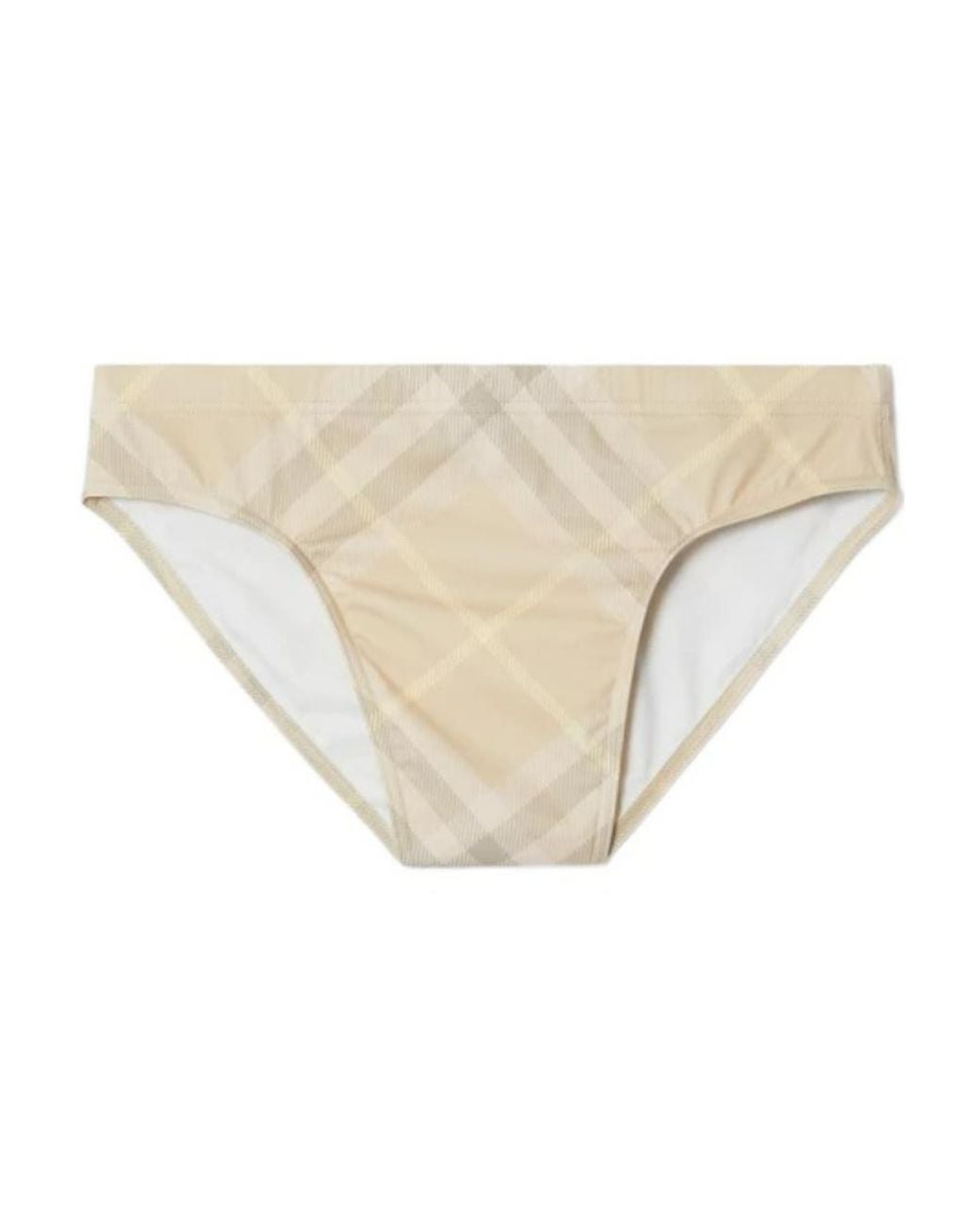 Burberry Natural Vintage Checkered Elasticated Waist Swim Trunks for men