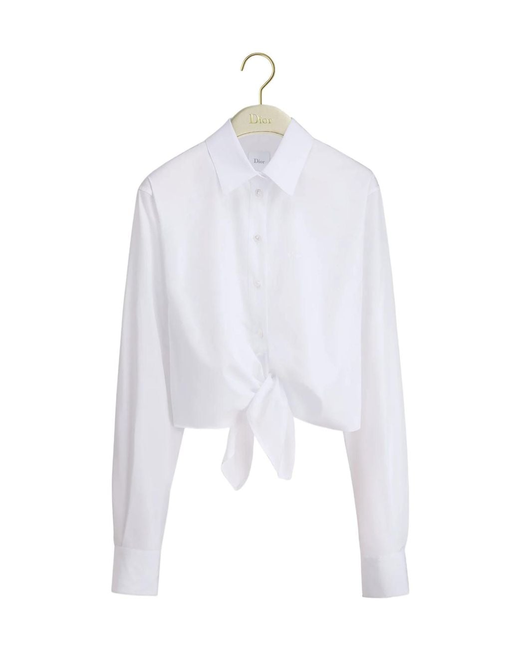 Dior White Iviera Tied Cropped Blouse